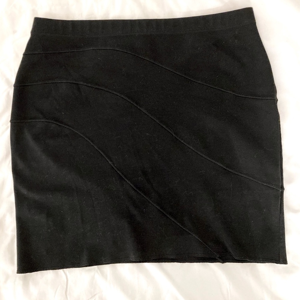 SIMPLY VERA Ponte Knit Black Fitted Skirt